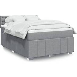 vidaXL Ramsäng Med Madrass Ljusgrå 140x190 cm Kontinentalsäng