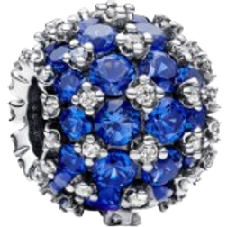 Pandora Sparkling Pavé Round Charm - Silver/Blue/Transparent