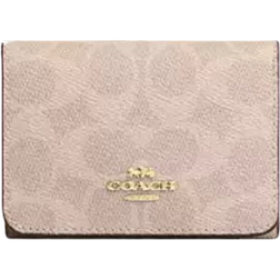 Coach Card Holder Wallet In Blocked Signature Canvas - Gold/Sand/Tan
