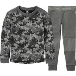 Helly Hansen Kid's Graphic Lifa Merino Wool Base Layer Set - Grey