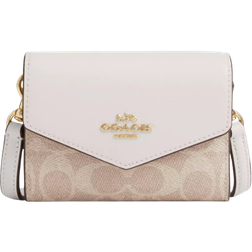 Coach Mini Envelope Wallet With Strap In Signature Canvas - Gold/Sand/Chalk