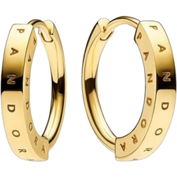 Pandora Signature I D Hoop Earrings - Gold