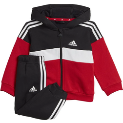 adidas Infant Tiberio 3-Stripes Colorblock Fleece Track Suit - Black/White/Better Scarlet (IJ6324)