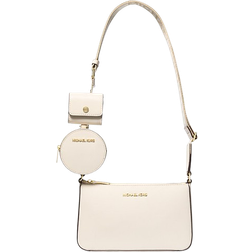 Michael Kors Jet Set Saffiano Leather Crossbody Bag with Case for Apple Airpods Pro - Light Cream