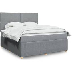vidaXL Ramsäng Med Madrass Ljusgrå 180x200 cm Kontinentalsäng