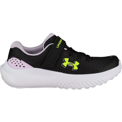 Under Armour Girl's Pre-School Surge 4 AC - Black/Purple Ace/High-Vis Yellow