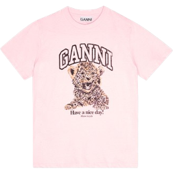 Ganni Basic Jersey Leopard Relaxed T-shirt - Chalk Pink