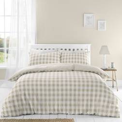 Catherine Lansfield Seersucker Gingham Duvet Cover Natural (200x135cm)