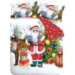 Catherine Lansfield Retro Santa Duvet Cover White, Multicolour (200x135cm)