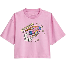 Coach Cosmic Rocket Print Cropped T-hirt - Hot Pink