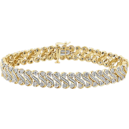 Macy's S Link Statement Bracelet - Gold/Silver/Diamonds