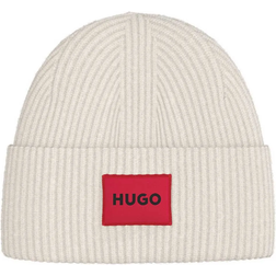 HUGO BOSS Wollen Muts Met Labelpatch - Offwhite
