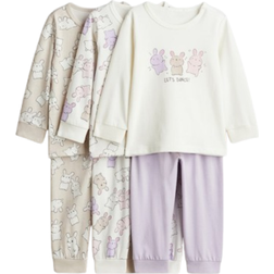 H&M Baby Cotton Pyjamas 3-Pack - Light Purple/Bunnies