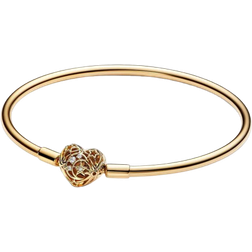Pandora Celestial Heart Clasp Bangle - Gold/Transparent