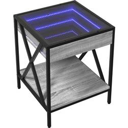 vidaXL With Infinity LED Grey Sonoma Bedside Table 40x40cm
