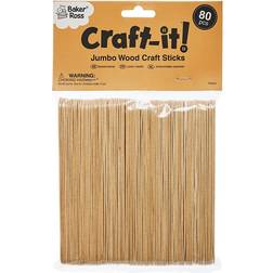 Baker Ross Jumbo Wood Craft Sticks 1.8x15cm 80-pack