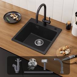 CECIPA Granitspüle Schwarz 45 x 45