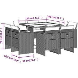 vidaXL 9-tlg Garten-Essgruppe mit Kissen Grau Essgruppe, 1 Tisch einschl. 8 Stühle