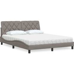 vidaXL Säng Med Madrass Taupe 160x200 cm Tyg Sängpaket