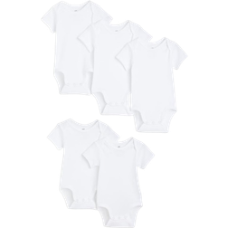 H&M Short-Sleeved Bodysuits 5-pack - White