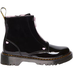 Dr. Martens Junior Heart Nappa Patent Leather Pull-on Boots - Black/Pink/Patent Leather