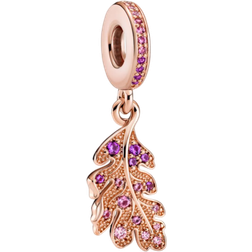 Pandora Oak Leaf Dangle Charm - Rose Gold/Pink/Purple