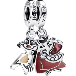 Pandora Disney The Lion King Timon & Pumbaa Splittable Dangle Charm -Silver/Multicolour