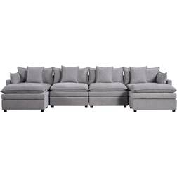 Latitude Run Modern Light Gray Sofa 142.5" 6 Seater