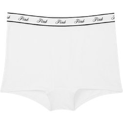 PINK Logo Cotton High Waist Boyshort Panty - Optic White