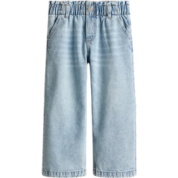 H&M Wide Leg Paper Bag Jeans - Light Denim Blue (1228834009)