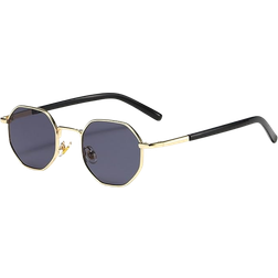 TYUVIVO Retro Polygon Sunglasses Gold/Grey