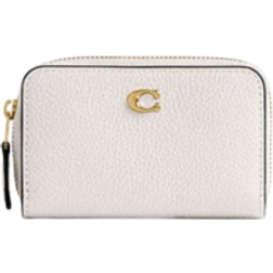 Coach Essential Small Zip Around Card Case - Polished Pebble Leather/Brass/Chalk