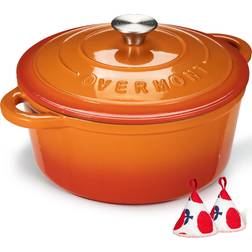 Overmont 6.6 L Emaljerad Gjutjärn Rund Gryta Med Lock 28 cm med lock