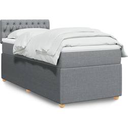 vidaXL Med Madras 90x190 cm Stof Lysegrå Kontinentalseng
