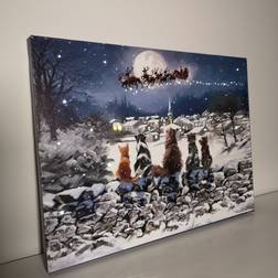 Samuel Alexander Snowtime Touch Operated Cats Christmas Fibre Optic Canvas 40 x 30 cm Wall Decor 30x40cm