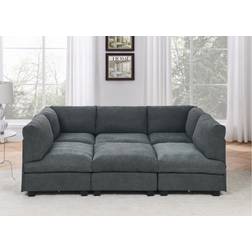 Wade Logan W008761085 Gray Sofa 124" 6pcs 5 Seater