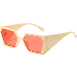 WNCKSQ Polarized Polygon Square Sunglasses Beige/Pink
