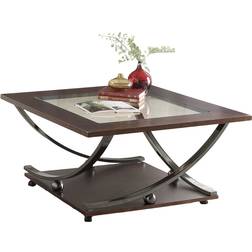 Mercer41 Isiah Clear/Dark Brown Coffee Table 36x36"