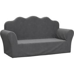 vidaXL Barnsoffa 2-Sits Antracit Mjuk Plysch