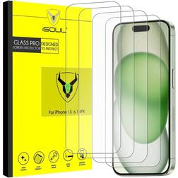 Isoul Tempered Glass Film Screen Protector for iPhone 15 4-Pack