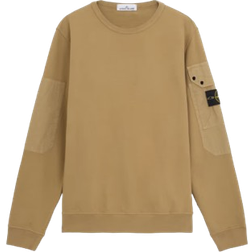 Stone Island 63920 Brushed Organic Cotton Fleece Crewneck Sweatshirt - Biscuit