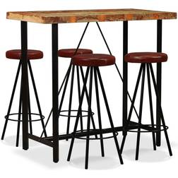 vidaXL Solid Reclaimed Brown/Black Bar Table 60x120cm 5pcs