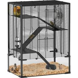 Pawhut 4 Tiers Hamster Cage With Deep Tempered Glass Bottom 60 x 40 x 80 cm