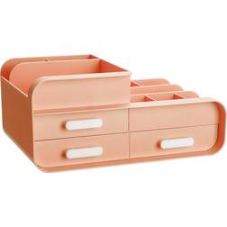 Living and Home 3 Drawer Plastic Desk Organizer Pink