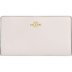 Coach Slim Zip Wallet - Pebbled Leather/Gold/Chalk