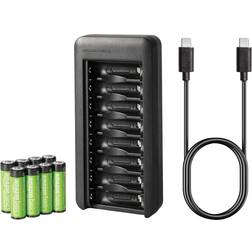Amazon Basics Rechargeable AA NiMh 8 Batteries with Battery Charger Compatible 9-pack