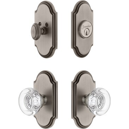 Grandeur Arc Short Plate with Deadbolot and Crystal Knob (826221) 2pcs 73.2x63.5mm