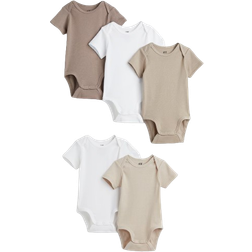 H&M Baby Cotton Bodysuits 5-pack - Dark Beige/Light Beige (1088033004)