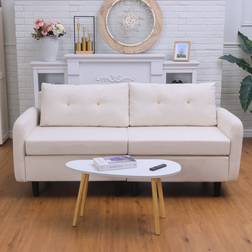 Ebern Designs Marsean Beige Sofa 70.9" 2 Seater