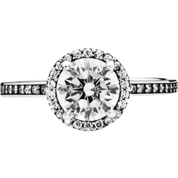 Pandora Round Sparkle Halo Ring - Sterling Silver/Transparent